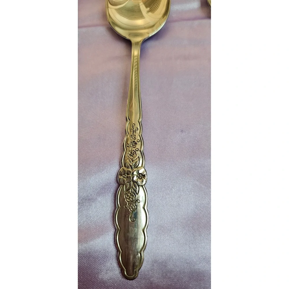 Oneida Community Floral Glen Stainless Teaspoons Set of 4 Floral Flatware MCM